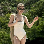 Maillot de bain une pièce simple et élégant 2025 – Style balnéaire extensible et très confortable, maillot de bain chic inspiré de Chanel pour femmes