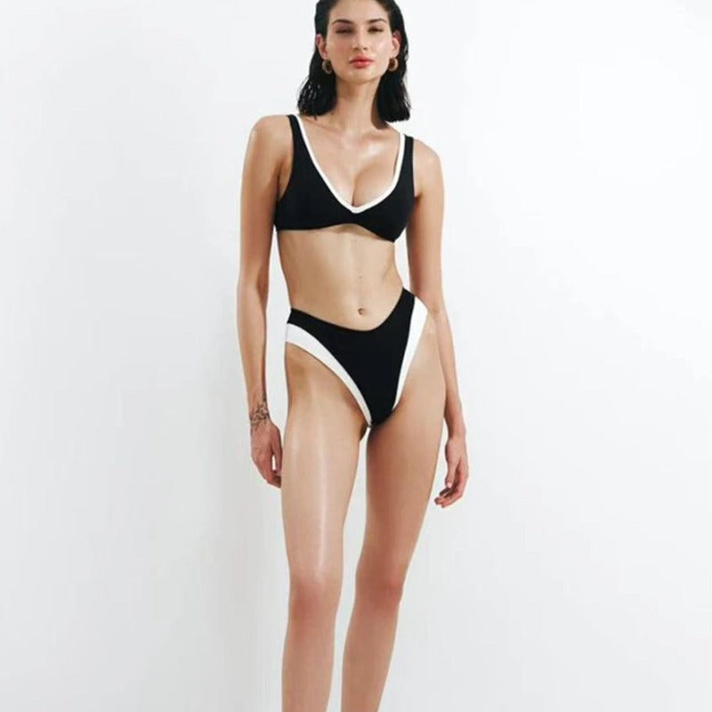 Black White Bikini-Minimalist & Chic Classic Bikini Set |Elegant Bikini