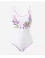 Maillot de bain une pièce brodé style français vintage, bordure en dentelle florale, élégant haut de gamme, pur désir, gainant, amincissant, pour source chaude et vacances
