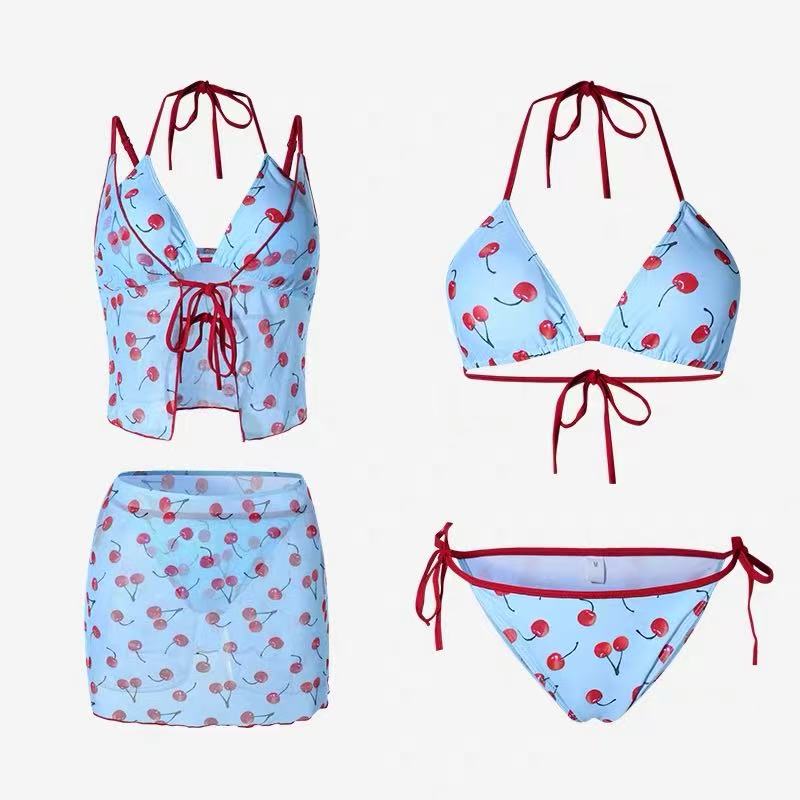 Sweet Cherry Print Trianglе Bikini - Retro Y2K Swimsuit | Cheeky Bottoms
