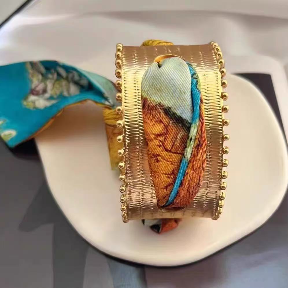 Elegant Scarf Hollow Open Bangle Romantic Chic Accessory for Beach Vacation Outfits