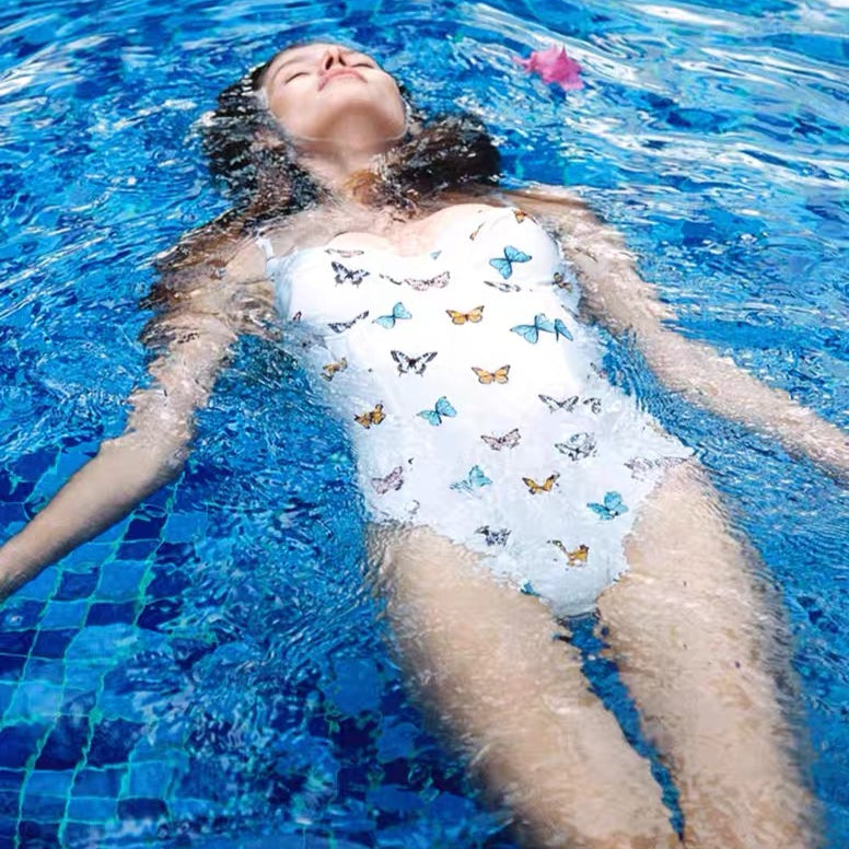 2025 Butterfly Print Sexy Push Up Underwire One Piece Swimsuit Exclusive Design