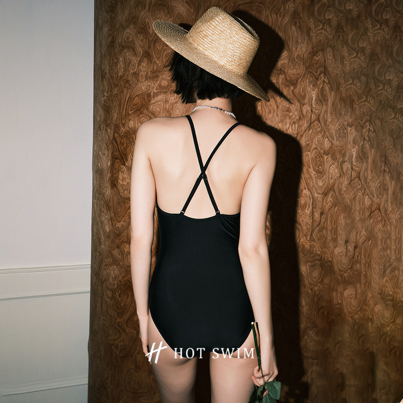Maillot de bain une pièce sexy à col en V avec broderie française, haut de gamme, amincissant, pour femmes, nouvelle collection 2025