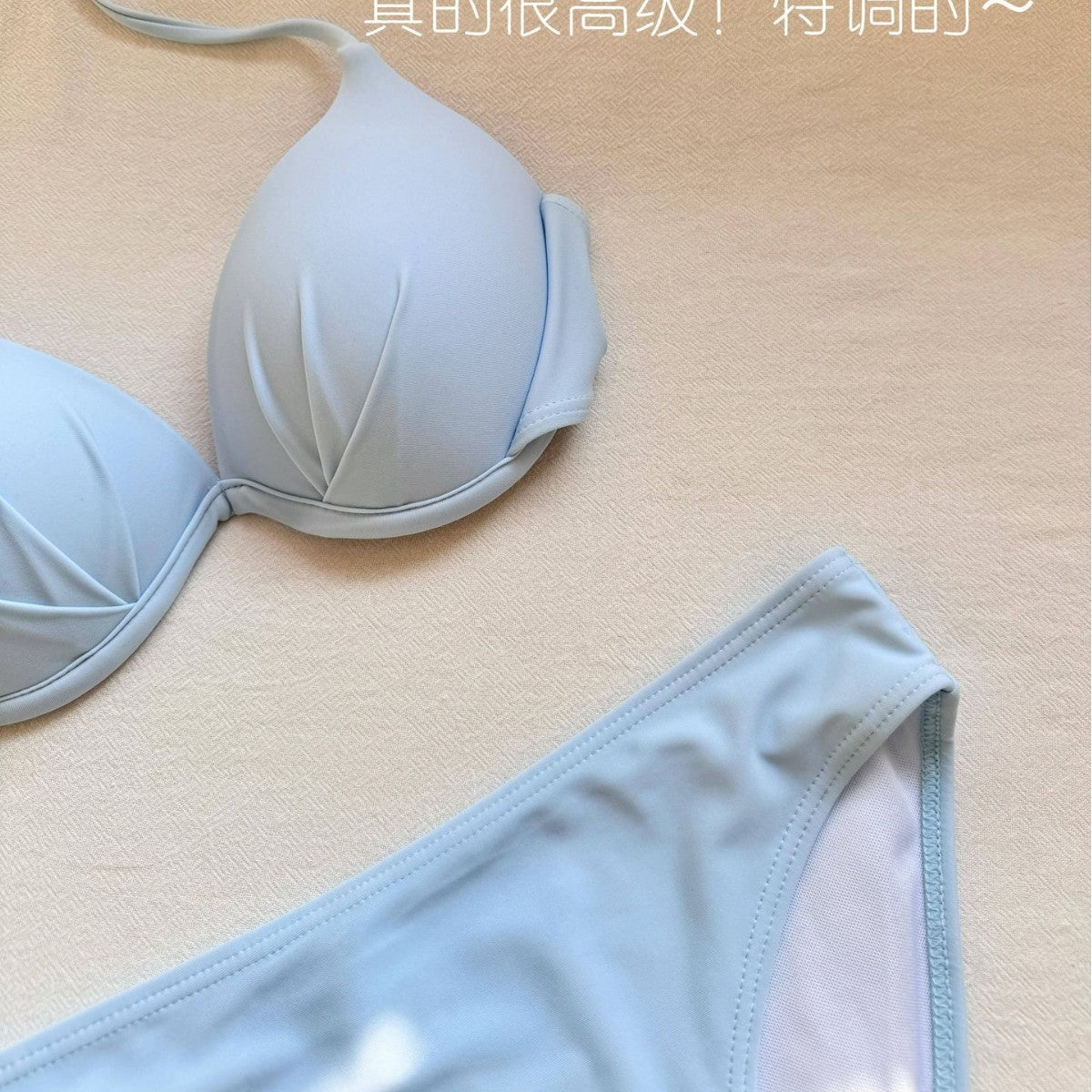 Elegant Haze Blue Steel Underwire Push Up Swimsuit for Small Chest Beach Resort Hot Spring Long Dress Bathing Suit
