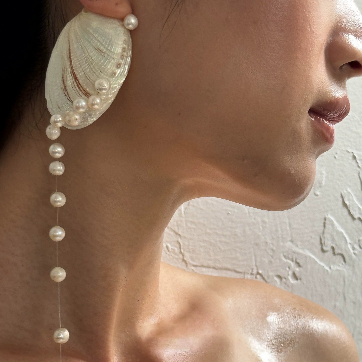 Handmade Shell Imitation Pearl Fringe Fishing Line Earrings Luxury Minimalist Elegant Dangle Earrings for Women
