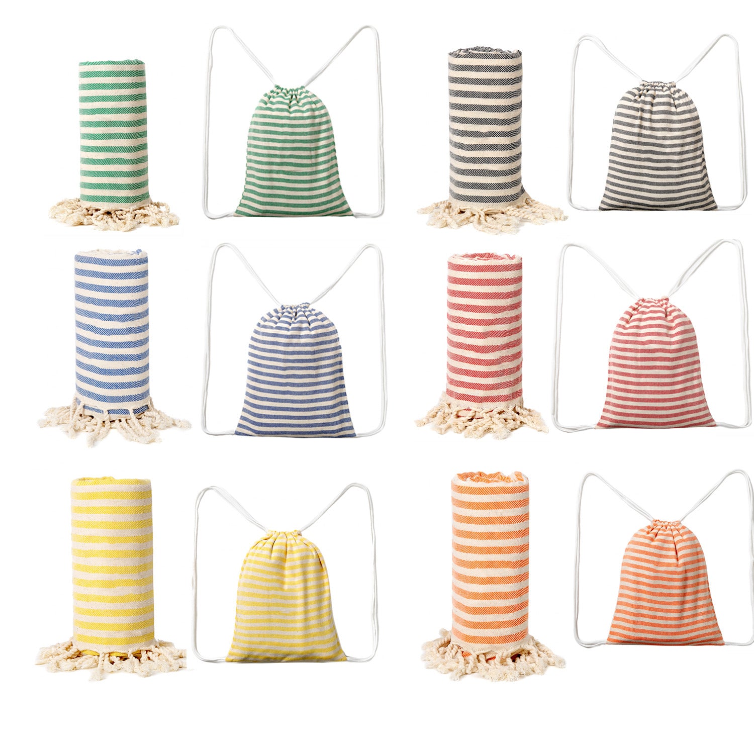 Hot-selling striped cotton Turkish beach towel with backpack soft and comfortable bath towel adult shawl