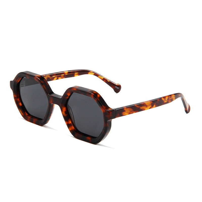 Retro Small Frame Irregular Polygon Sunglasses Luxury Brand Acetate Fashionable Women Sunglasses