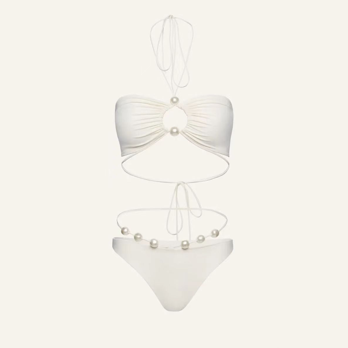 Bohemian Pearl Bikini Set Split Style Beach Vacation Swimsuit for Women Summer Fashion