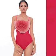 Traje de baño de una pieza floral hecho a mano, conjunto de falda de malla sexy, atuendo de playa para vacaciones para mujer