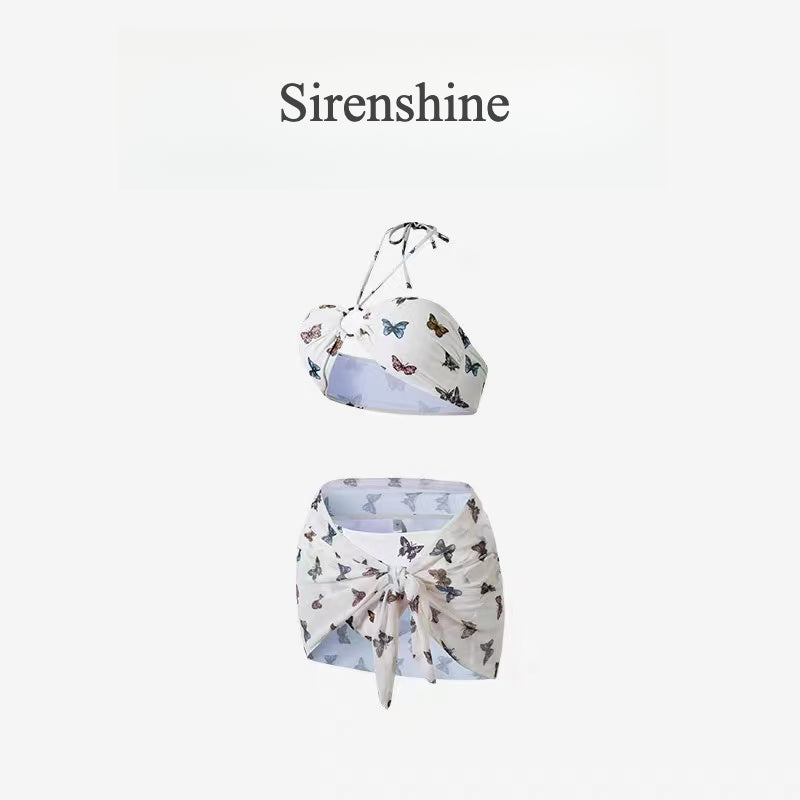 Y2K Low Rise Bikini Set - Butterfly Print & Fairycore Bikini | 2000s Retro Swimwear for Rave Swimwea