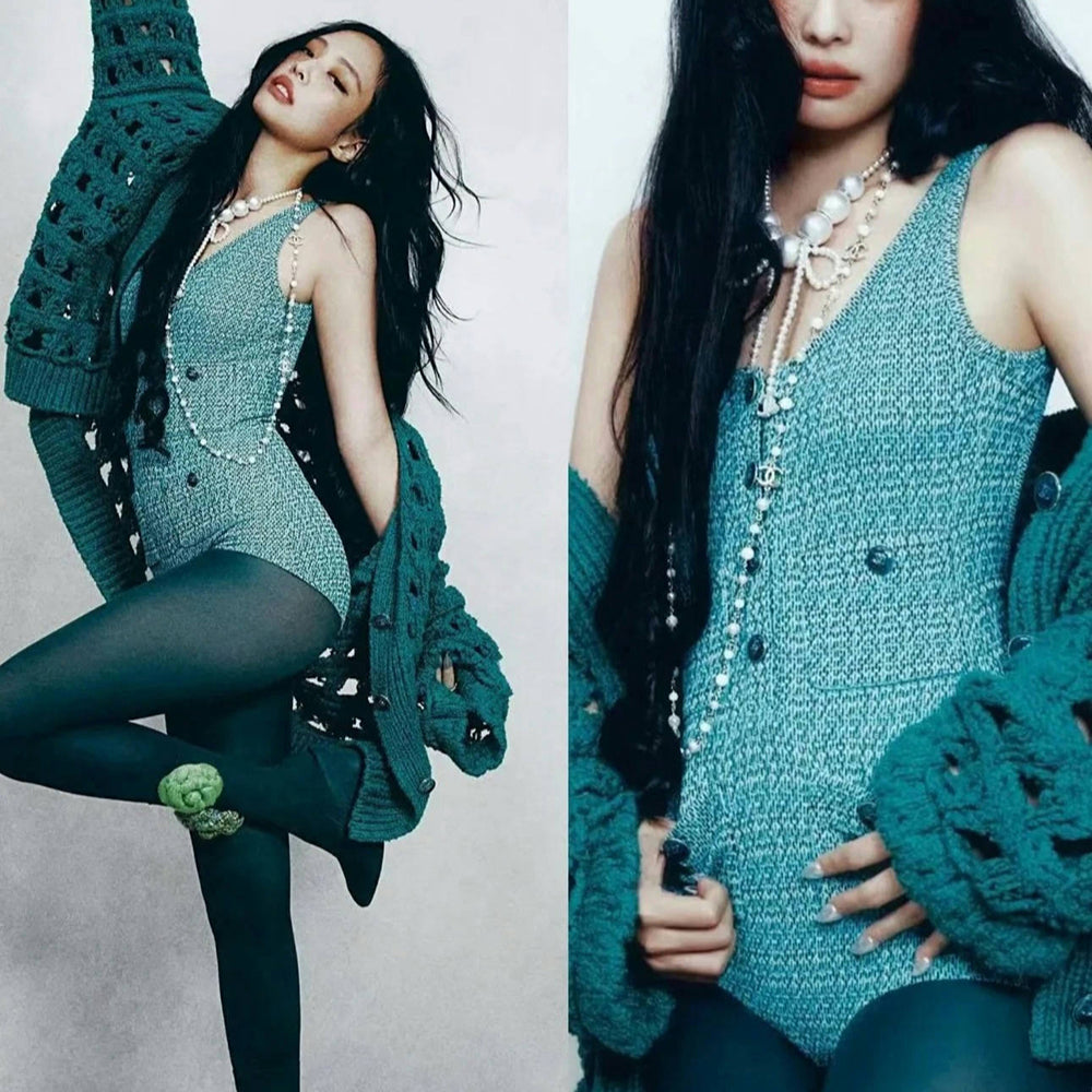 Jennine Same | Peacock Green One-Piece Swimsuit - Sexy Backless Custom Fabric Women's Summer Swimwear